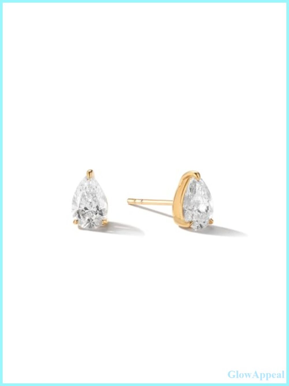 1 Ct Pear Cut Lab Grown Diamond Stud Earrings 14K Gold